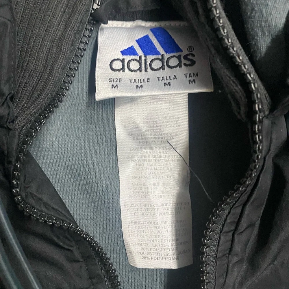 Adidas Black Gray White VTG 1/4 Zip Pullover Jacket Medium‎